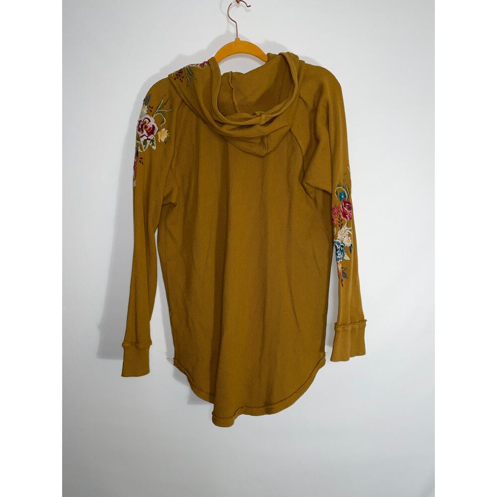 Johnny Was Mustard Embroidered Hoodie Tunic - Picture 7 of 11